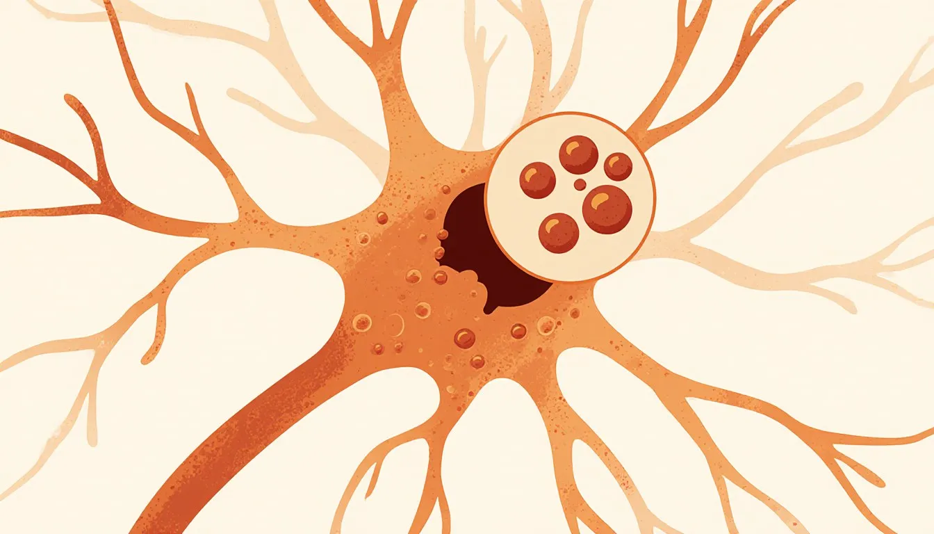 A neuron with branching dendrites and an enlarged synapse illustrating a new memory connection forming at the cellular level
