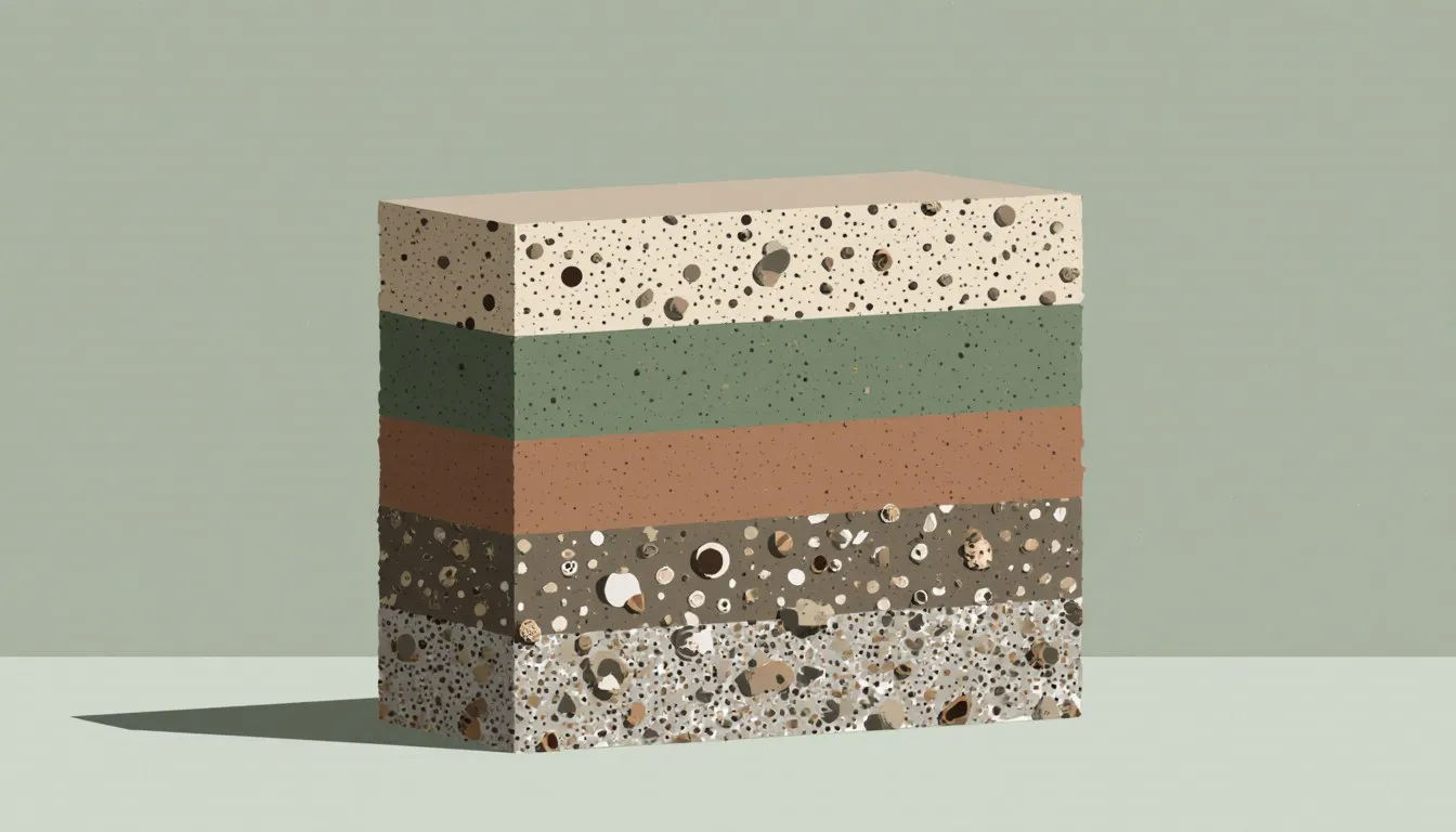 Cross-section of earth showing stacked horizontal layers of sedimentary rock strata