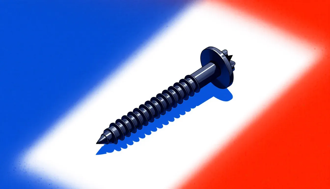 A large screw with its spiral thread and cross-slot head illustrated clearly, showing how the simple machine works.
