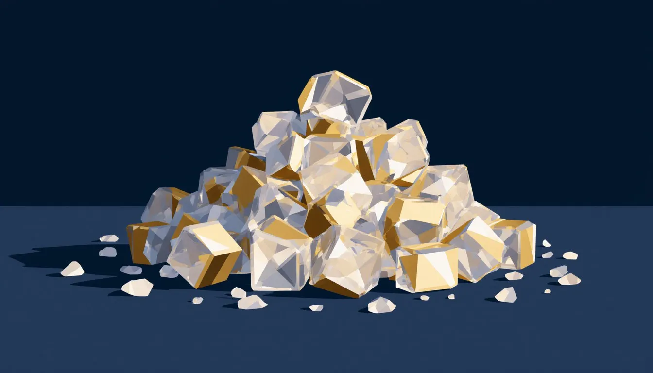 Illustration of a small pile of coarse, cubic salt crystals representing sodium chloride
