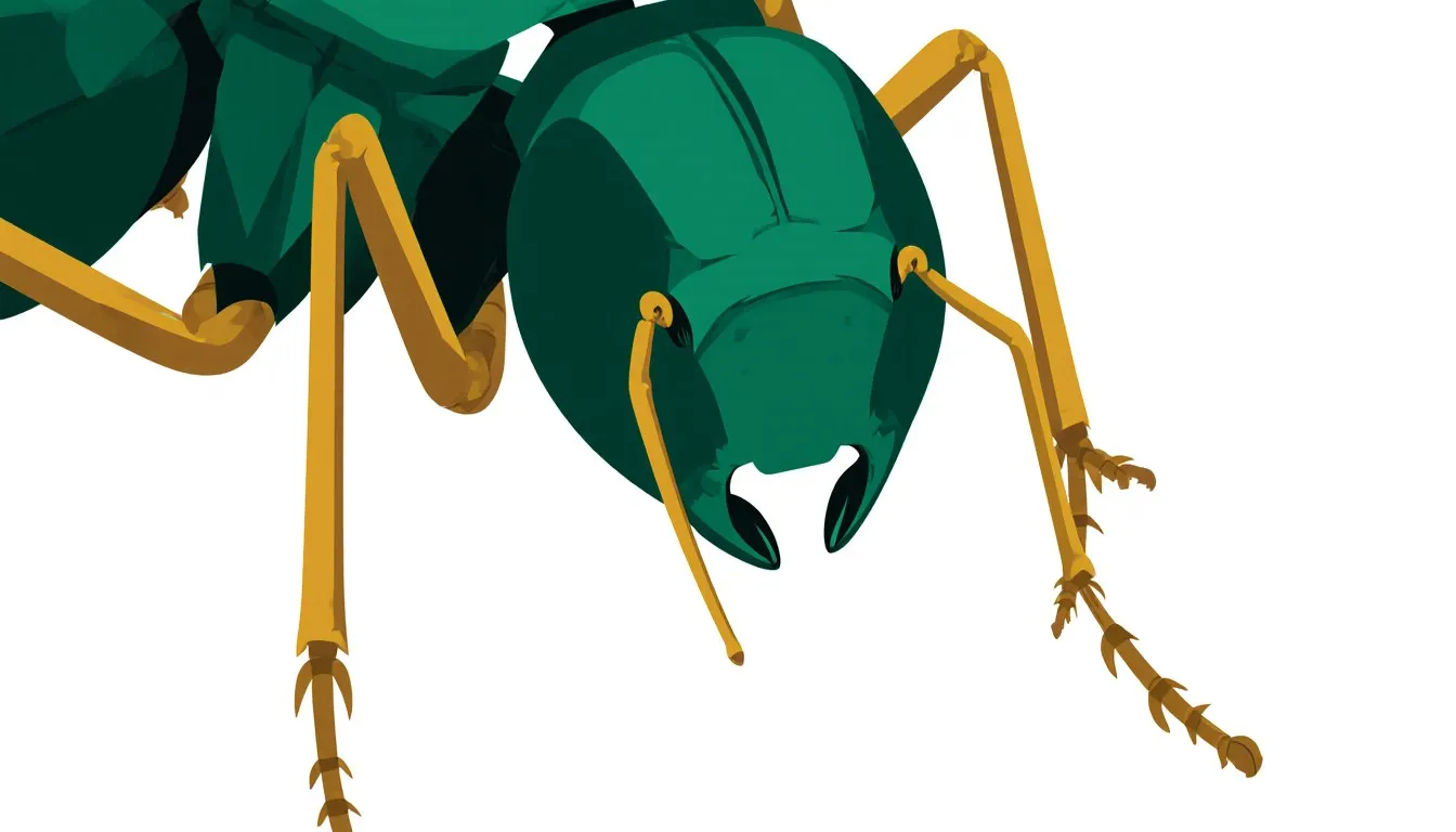 An oversized ant illustrated with a bulky body but thin legs too spindly to support its weight