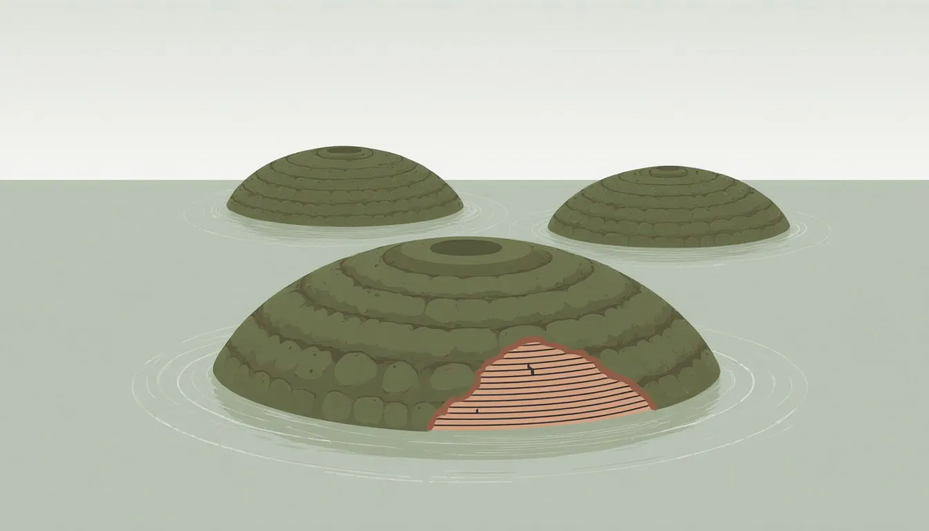Layered dome-shaped stromatolites, the earliest fossil evidence of life from the Precambrian Era