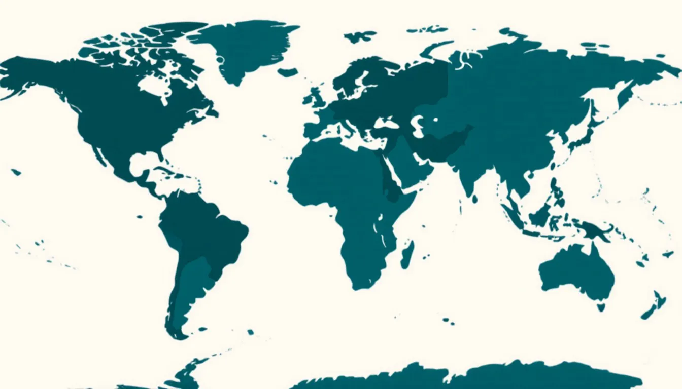 The world's continents shown as interlocking jigsaw-puzzle pieces fitted together into one landmass