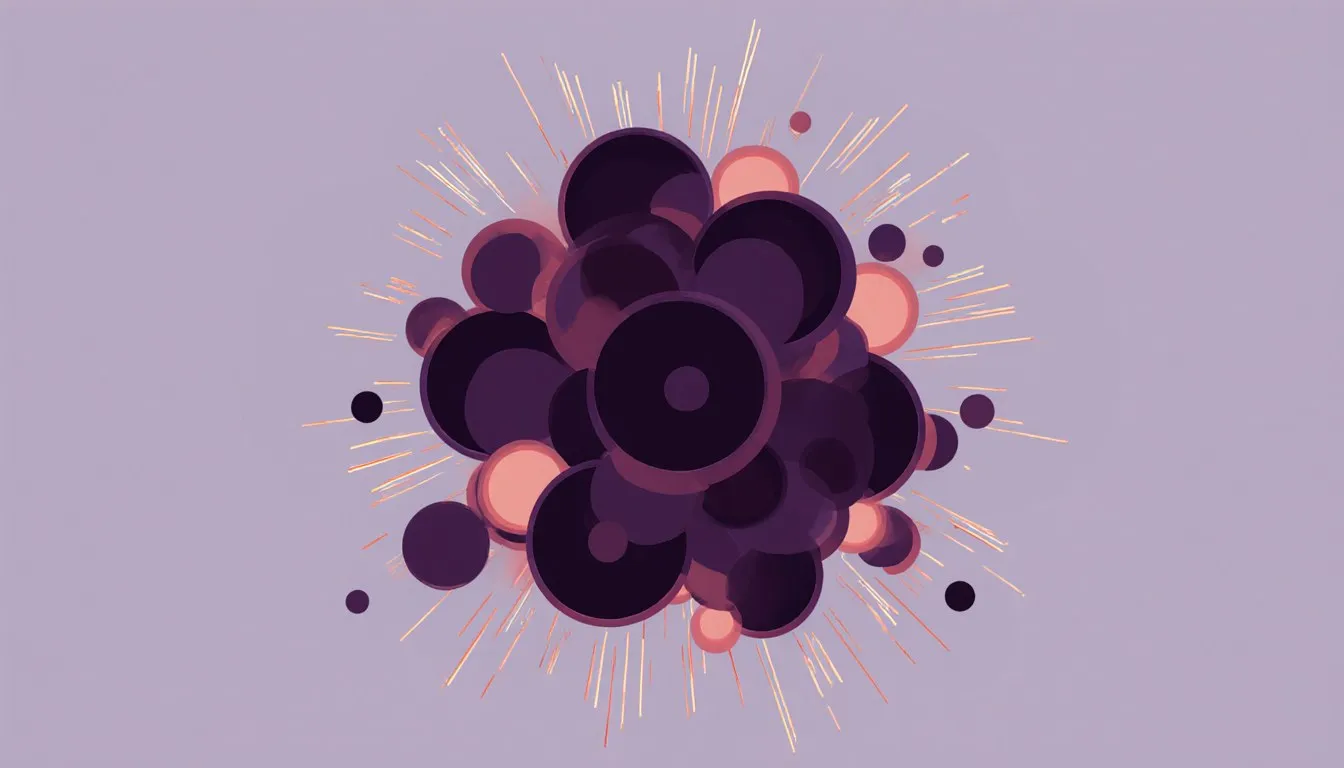 Illustration of tightly packed molecules vibrating with motion trails, representing thermal energy as kinetic motion of