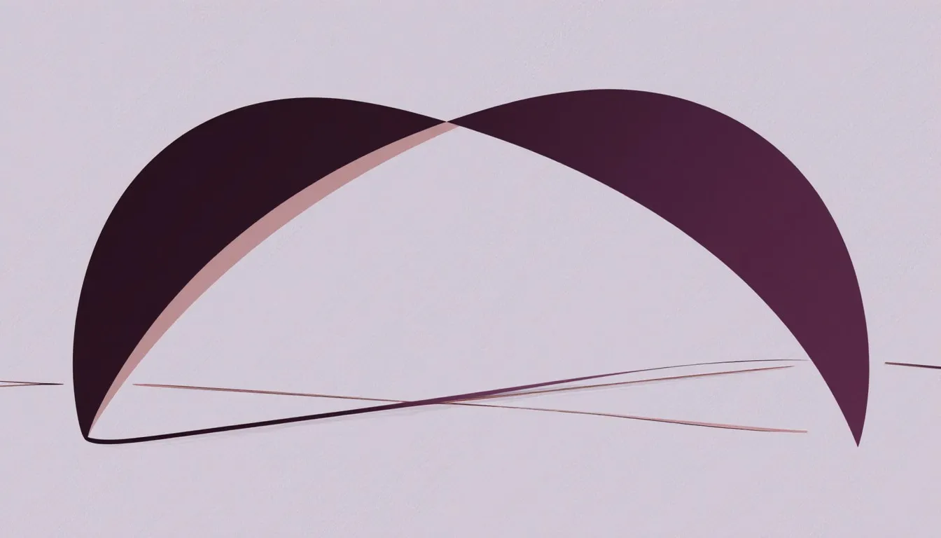 A parabola curve crossing a horizontal axis line at two points, representing the solutions of a quadratic equation