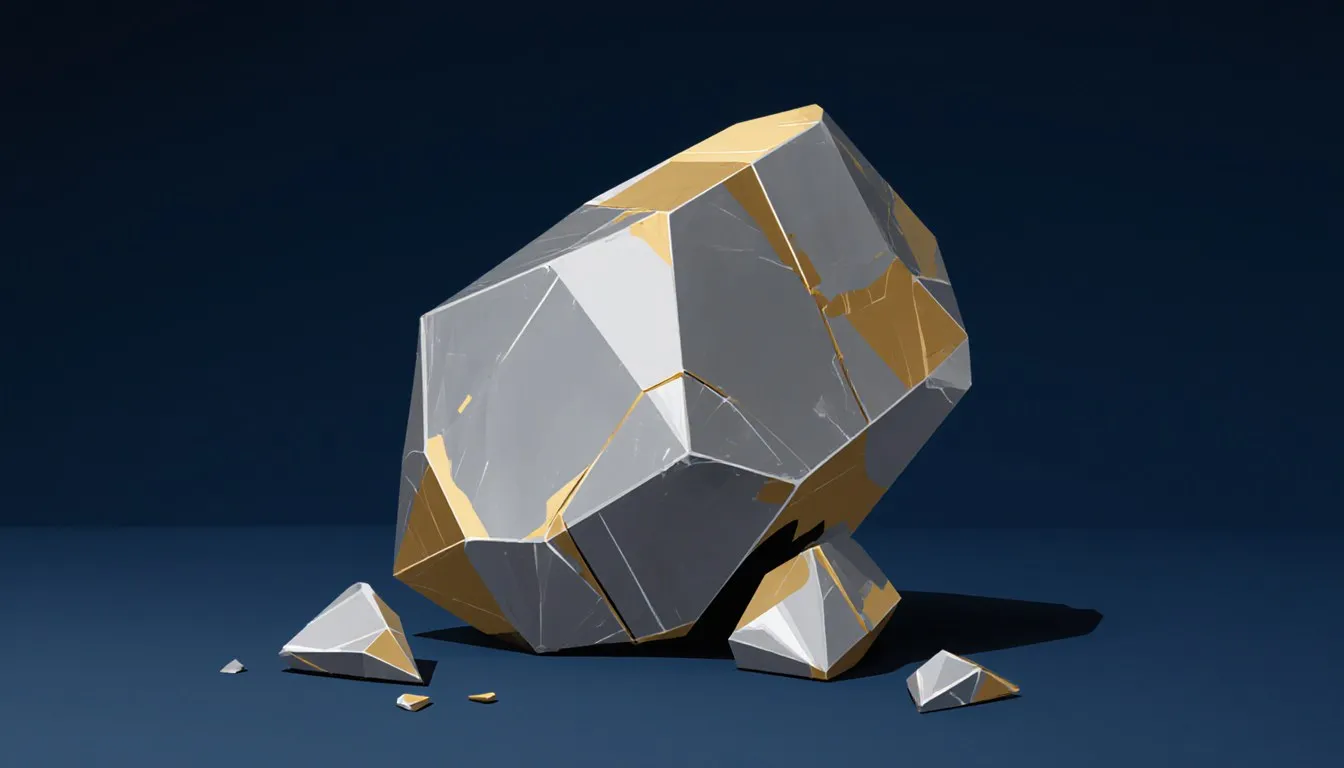 An angular chunk of raw titanium metal with faceted, silvery-grey crystalline surfaces.