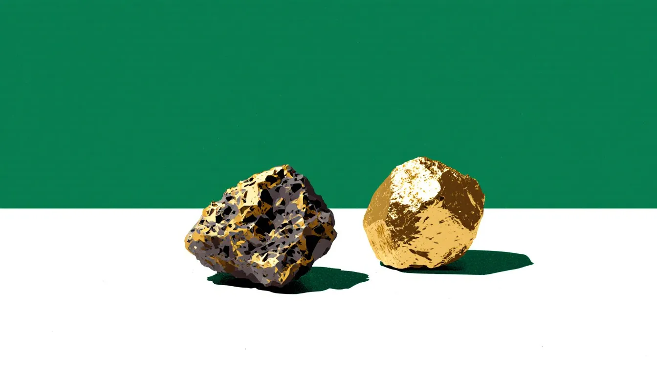 Illustration of raw gold nuggets, representing the metal mined by the world's top gold-producing countries