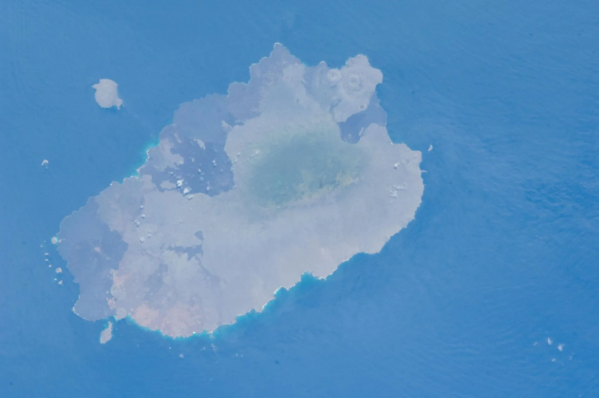 Milky discoloration in the sea from an erupting underwater volcano
