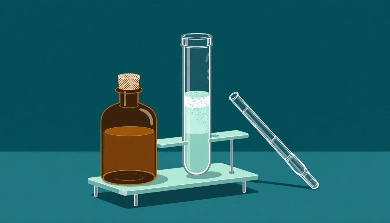 Illustration of a chloroform bottle and a centrifuge tube with separated liquid layers used in DNA extraction