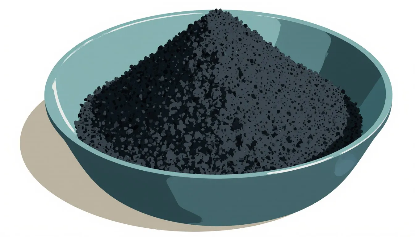 A shallow dish heaped with fine, textured volcanic ash, the raw material behind its many everyday uses.