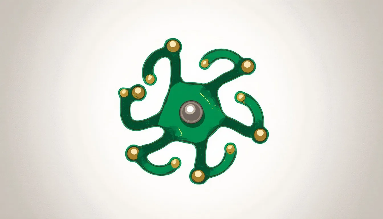 Illustration of a six-armed molecule wrapping around a metal ion like a claw