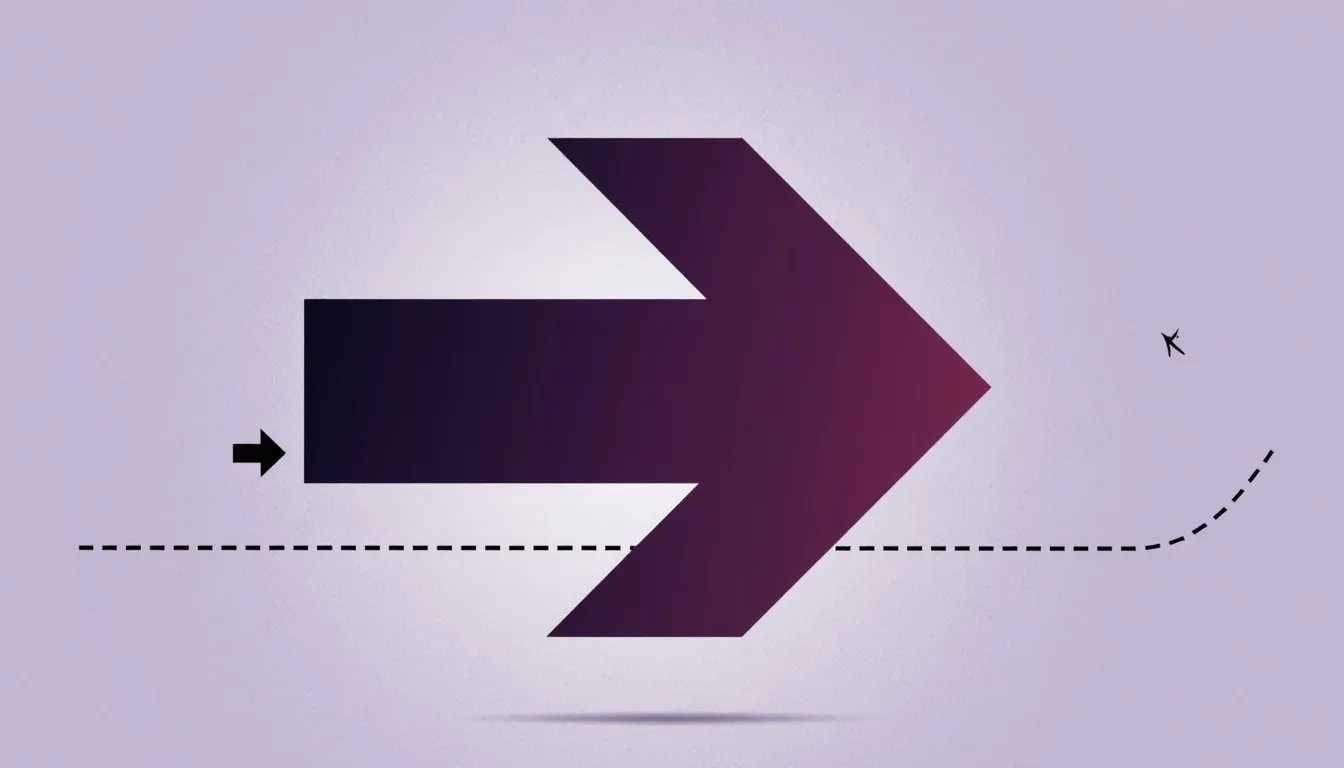 A bold arrow tracing a straight dashed path, illustrating velocity as speed combined with direction.