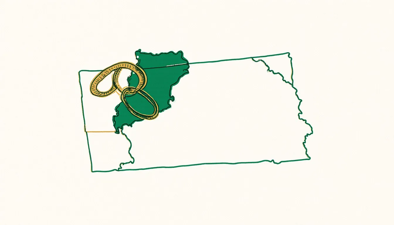 A landmass with a crisp coastline and straight border overlaid by loose, hand-sketched overlapping boundary loops