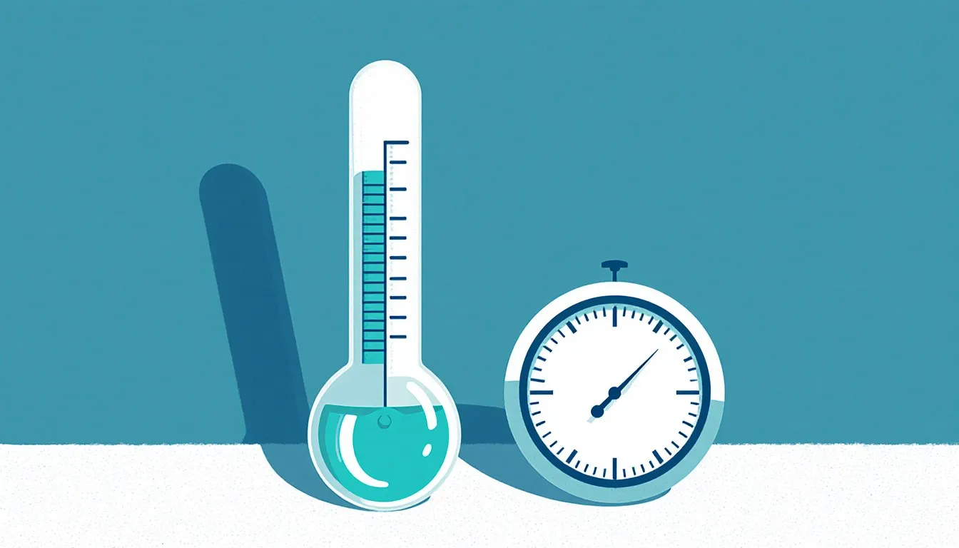 A glass thermometer standing beside a round dial barometer, the instruments used to measure temperature and air pressure.