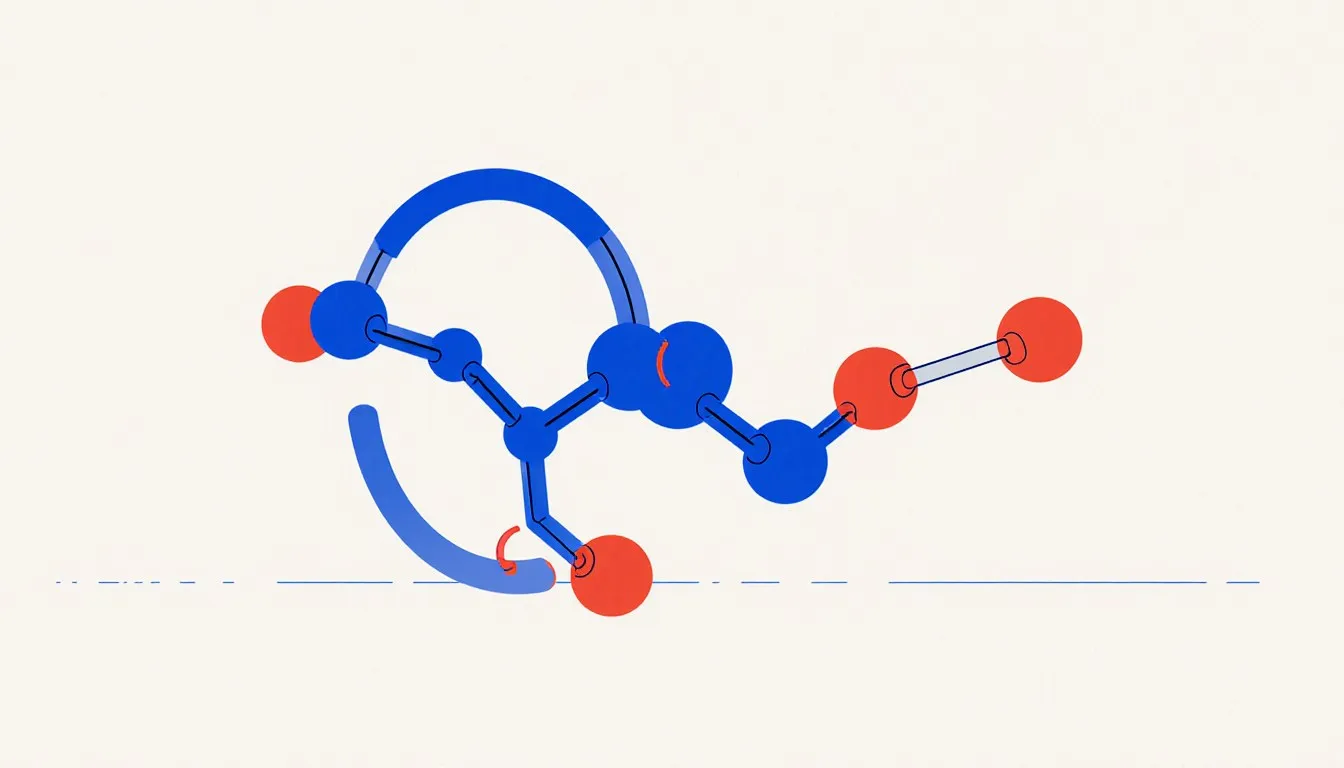 Stylized structure of an ATP molecule showing its adenine ring, ribose sugar, and chain of three phosphate groups