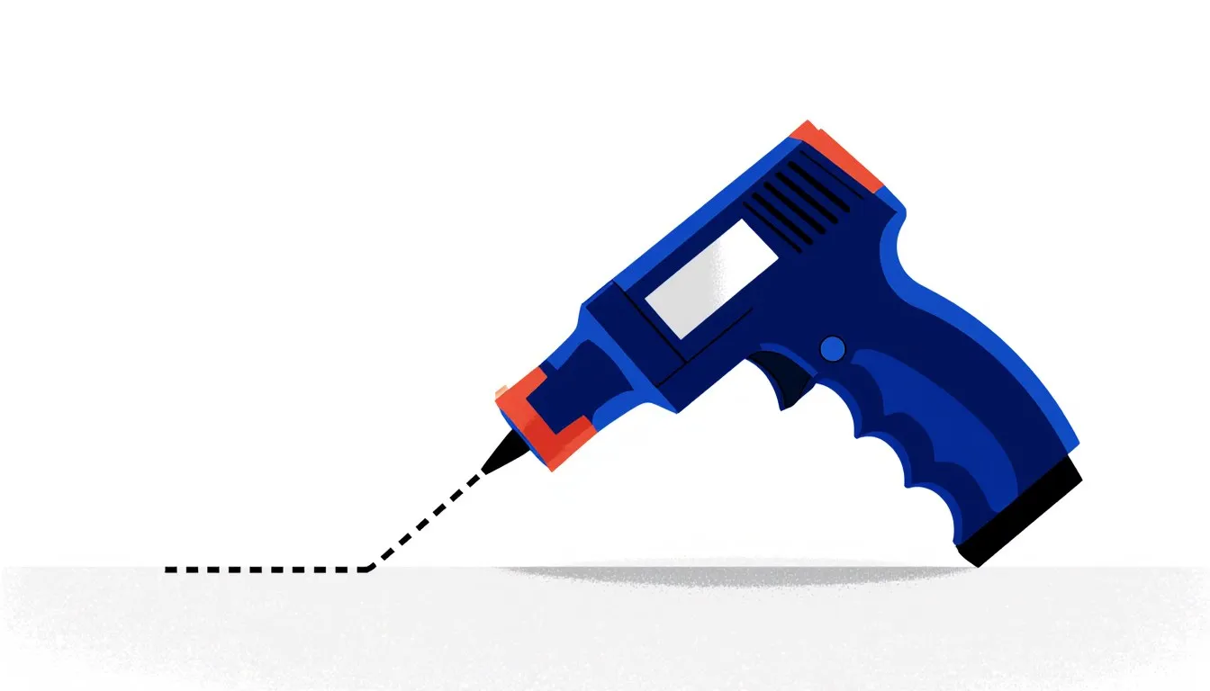 An infrared thermometer gun aimed at a surface, with a dotted line showing its beam measuring temperature from a distance.